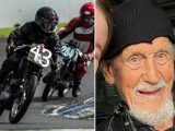 شرکت در مسابقه موتورسواری در ۹۷ سالگی/ عکس
