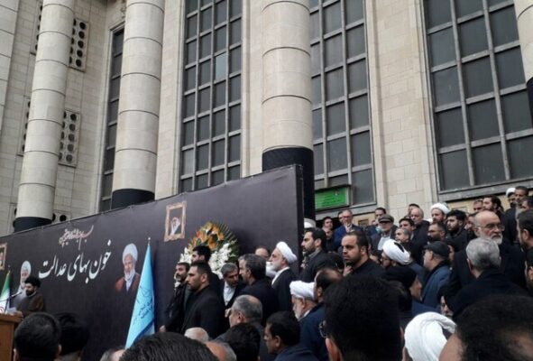 مراسم تشییع پیکر علی رازینی و محمد مقیسه قضات دیوان عالی کشور
